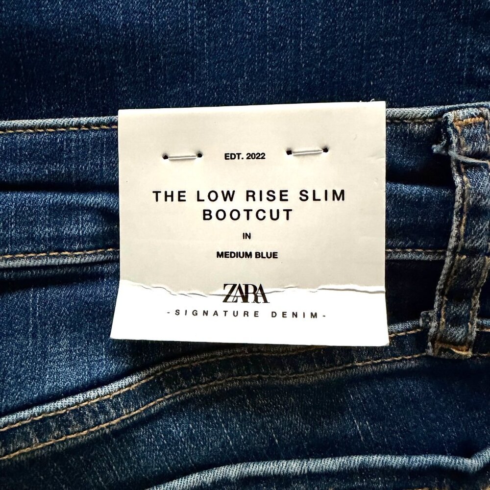 New Zara ZW The Low Rise Slim Bootcut Jeans in Medium Blue Size 4 - Picture 8 of 9